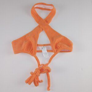 Collusion Women's Halter Neck Bikini Top Size 4 Orange Terry Toweling Swim
